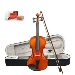 ffalstaff V01 Violino Laminato Finitura Lucida 1/2 - Completo di Archetto, Custodia con Manico e Spallacci, Blocchetto di Colofonia D'addario di ricambio